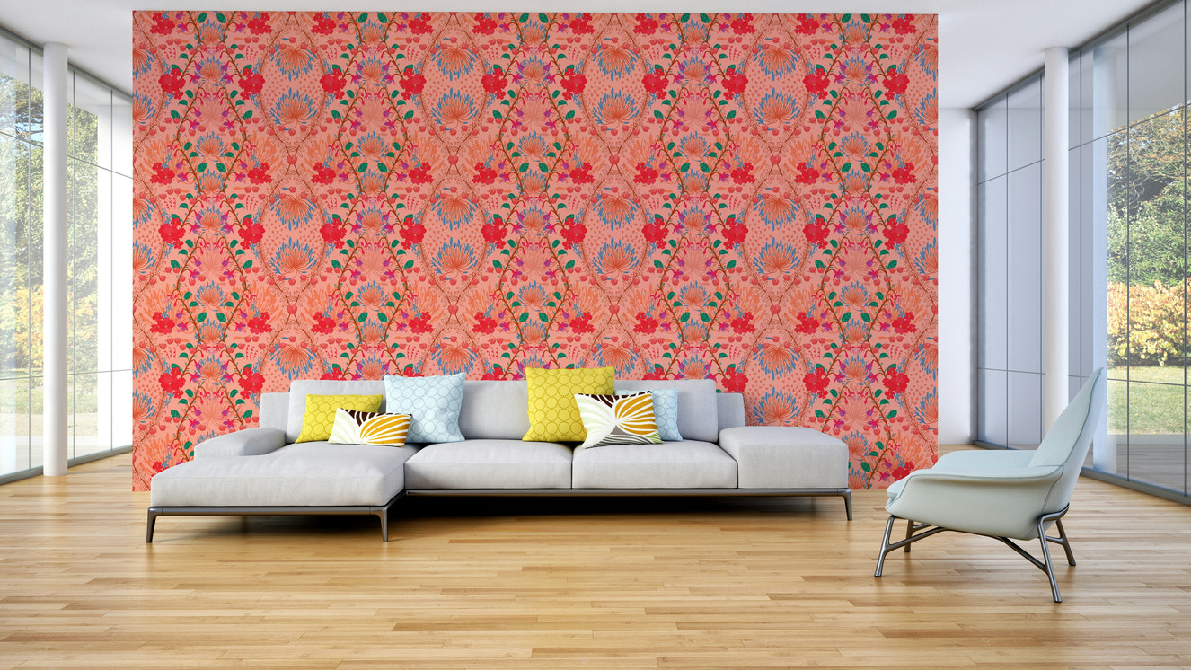 Vibrant floral wall mural

