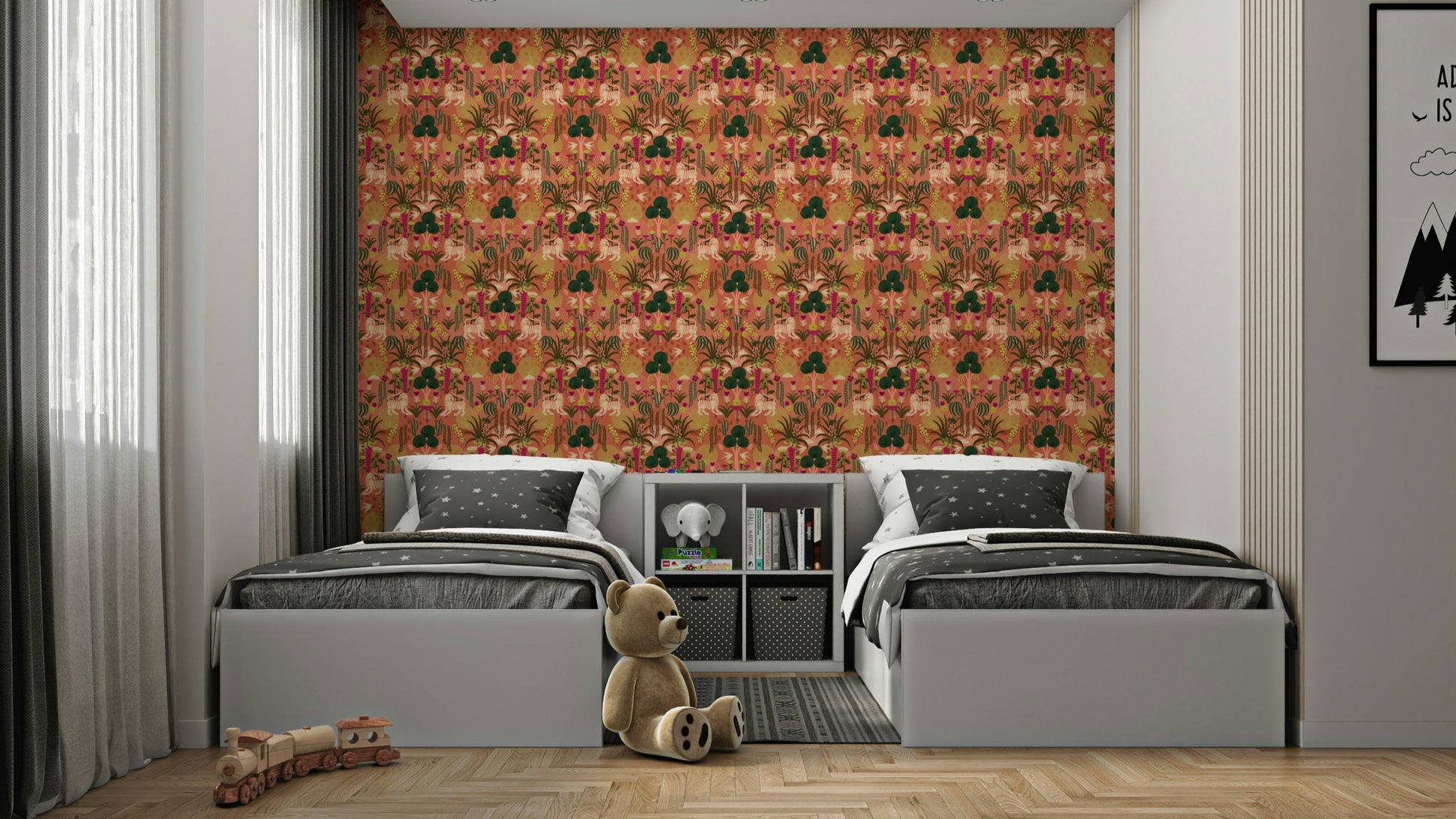 Tiger motif mural wallpaper

