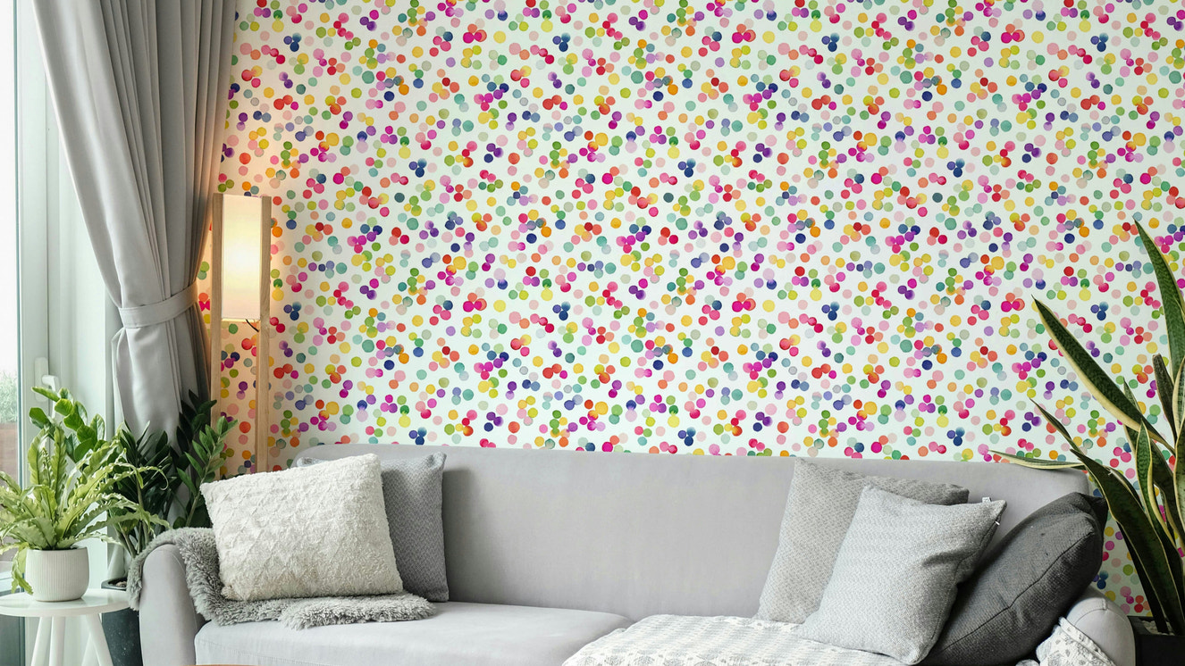 Cheerful spotty wallpaper print

