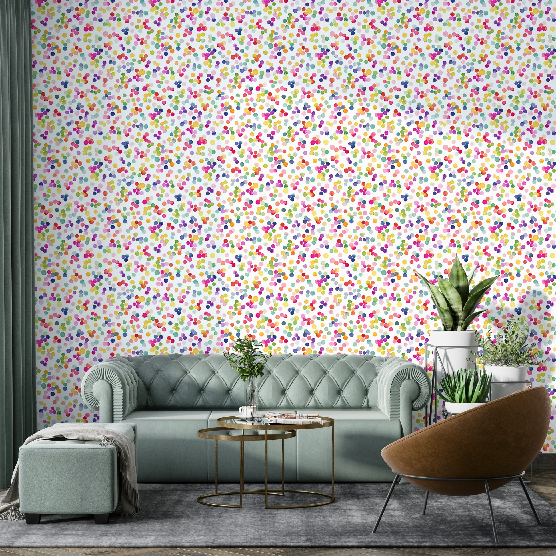 Painted polka dot wallpaper

