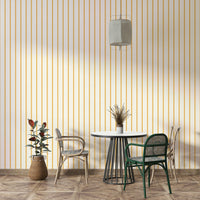 Yellow striped wallpaper with vertical lines pattern

