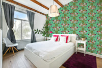 Soft green leaf wallpaper for walls

