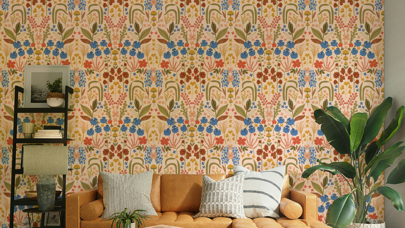 Cream floral wallpaper for walls

