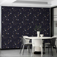 Nocturne floral wallpaper with subtle dark tones

