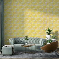 Yellow floral mural for cozy interiors

