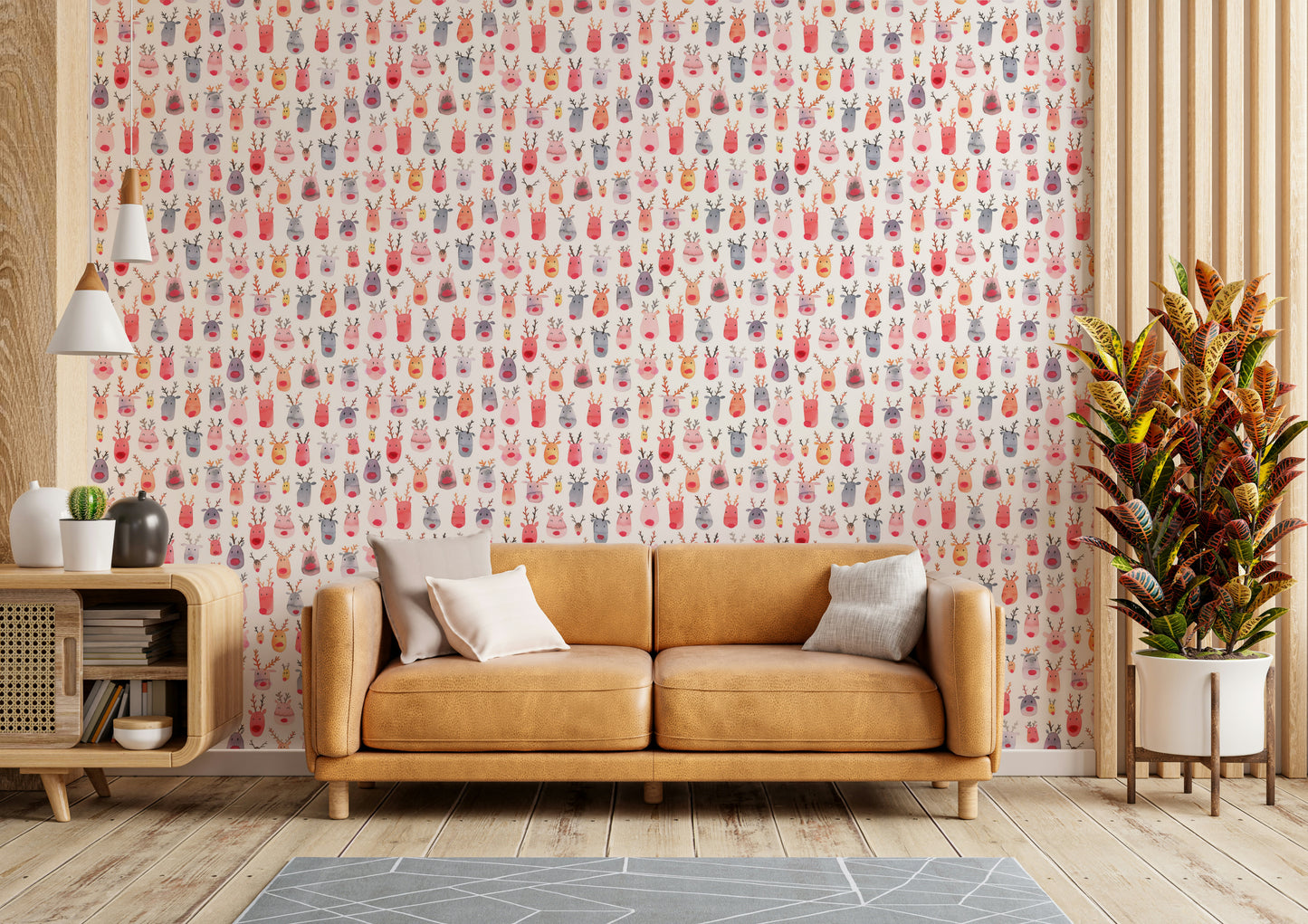 Cartoon deer pattern wallpaper

