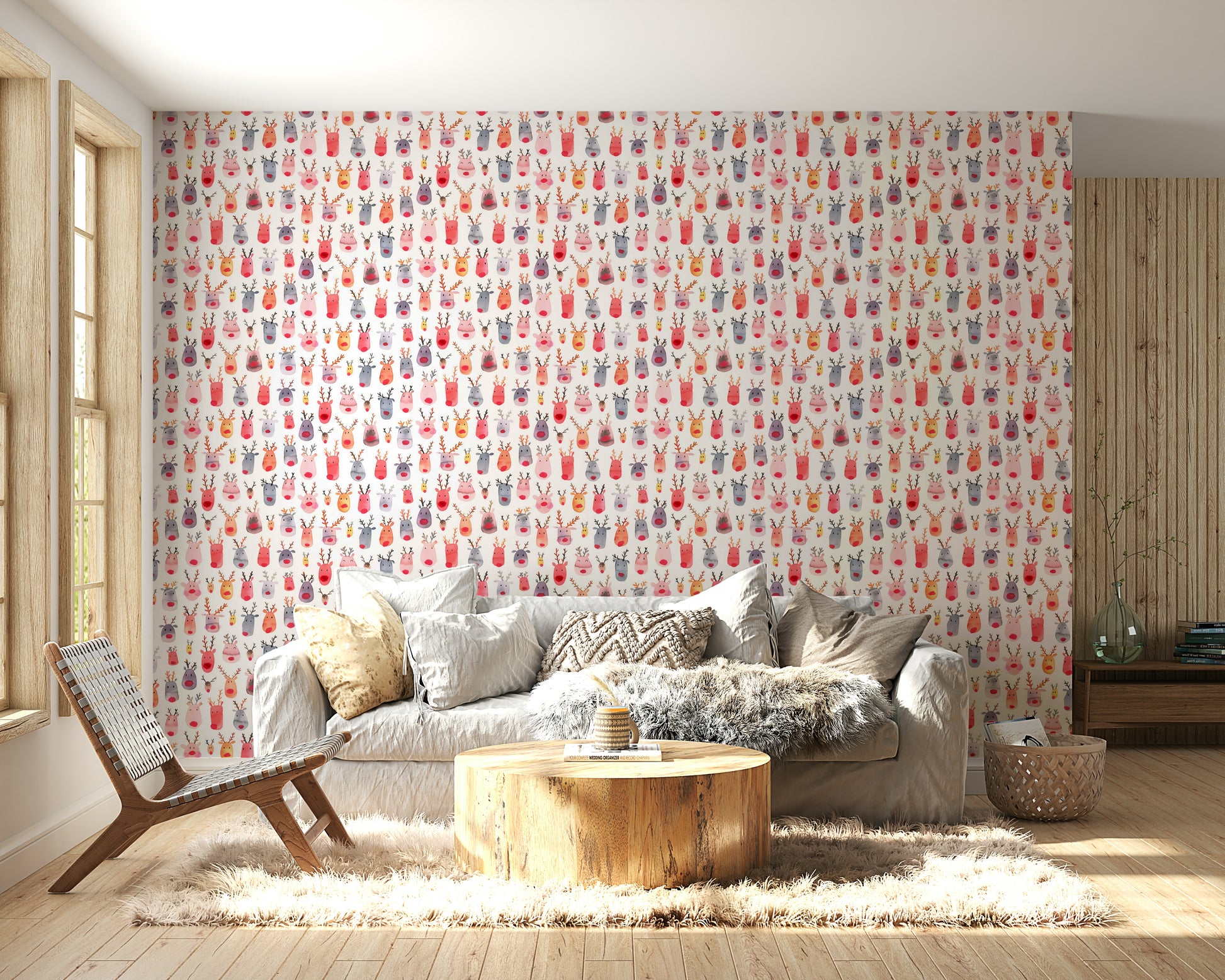Kids room reindeer wallpaper

