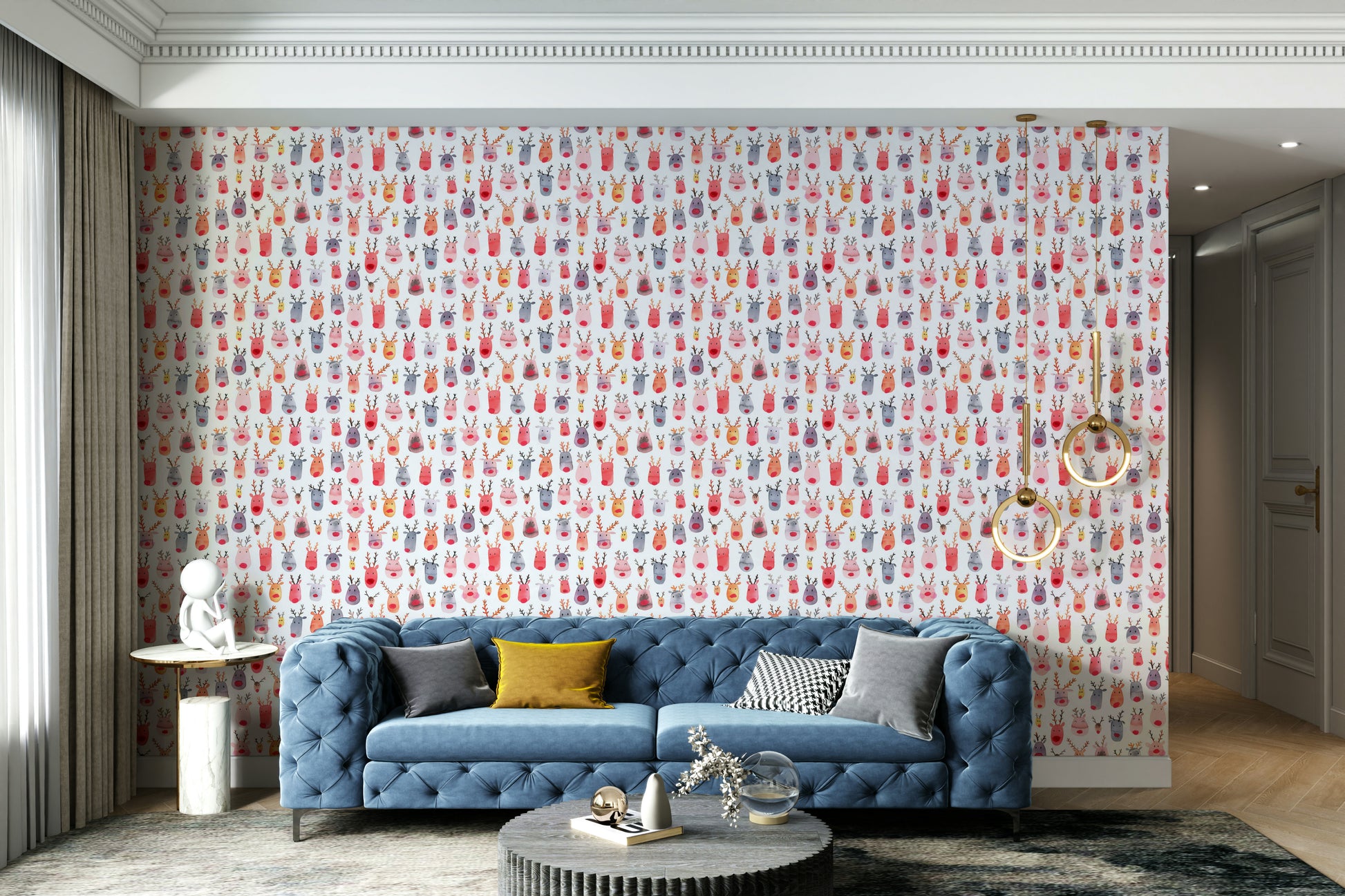 Playful deer wall covering

