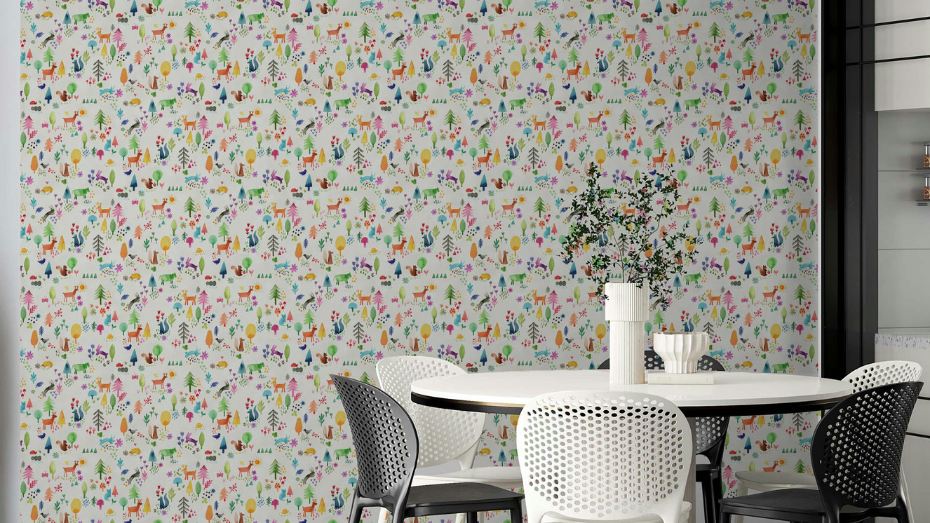 Hand-painted kids forest mural

