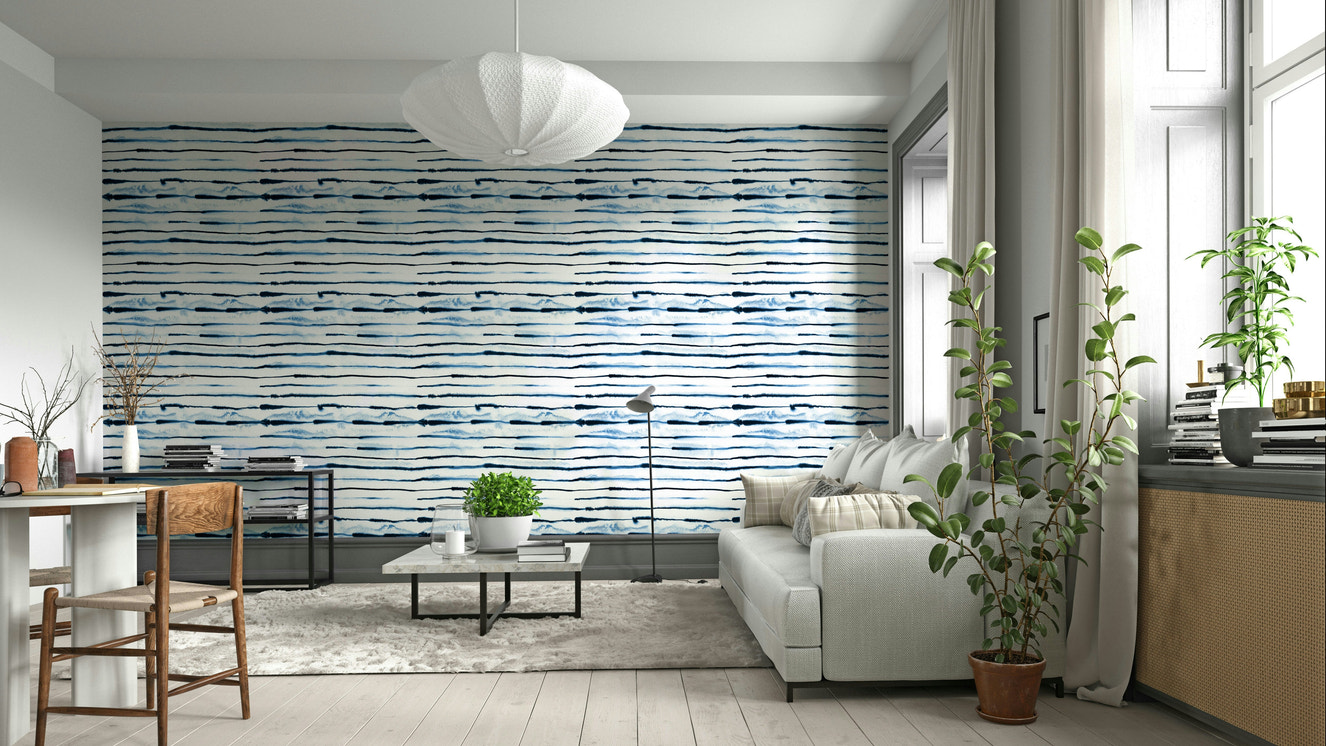 Indigo stripe wall mural

