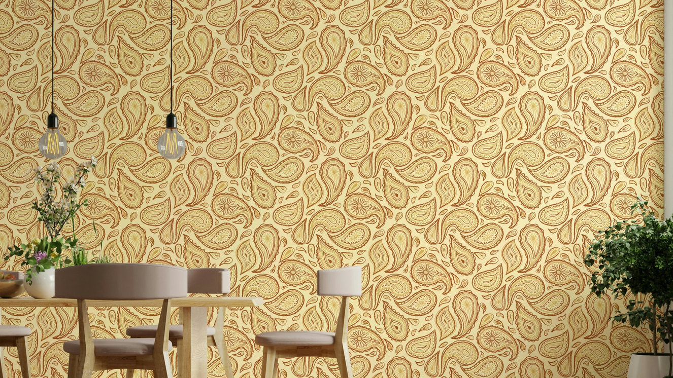 Warm paisley pattern wallpaper art

