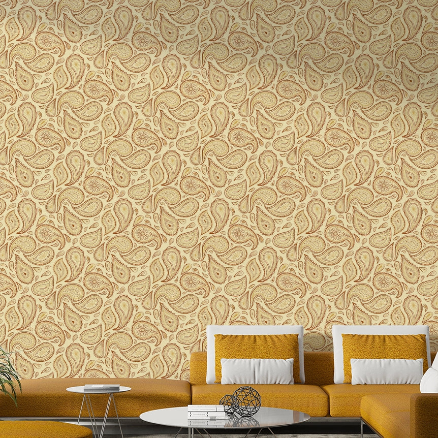 Autumn paisley warm wallpaper design

