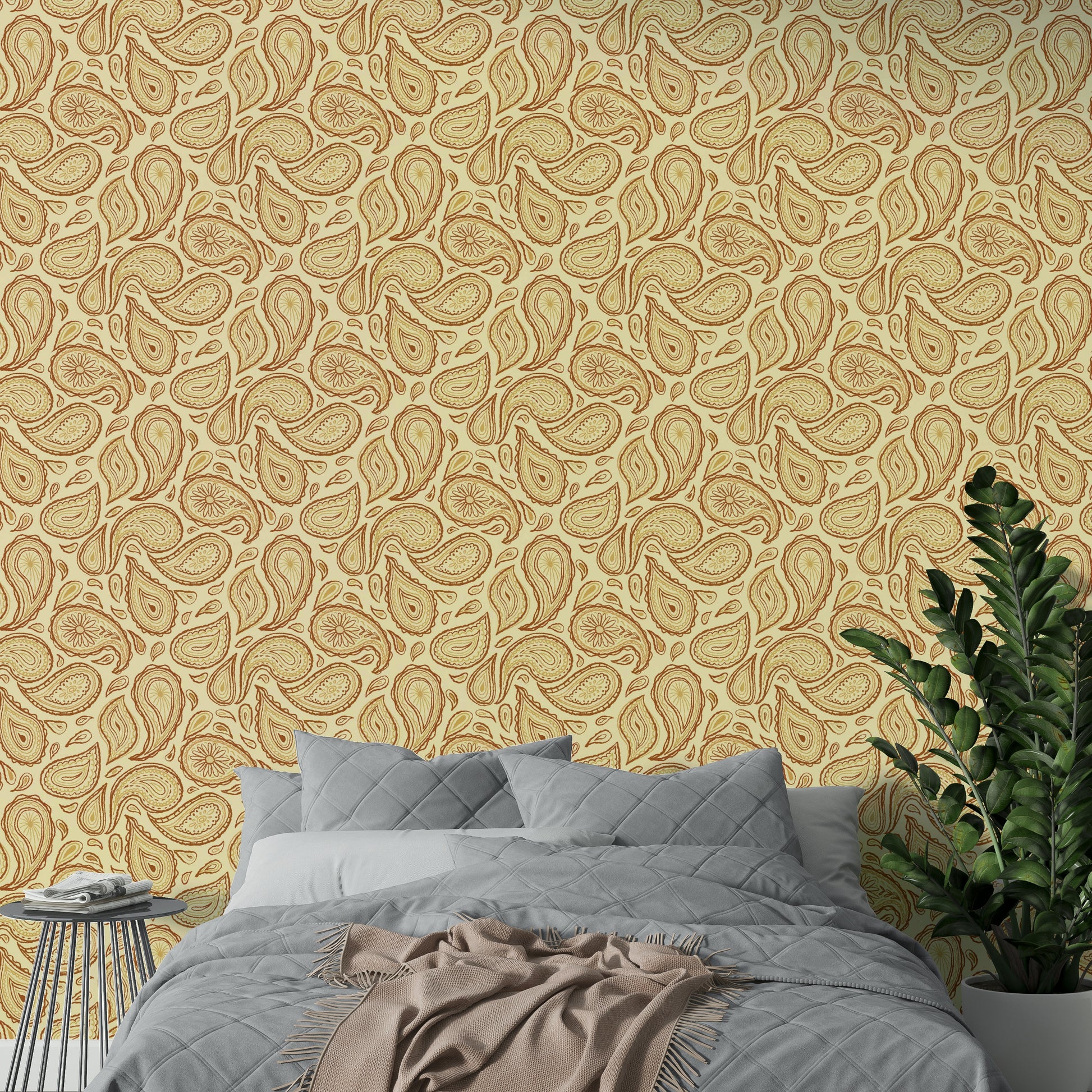 Autumn paisley wallpaper for walls

