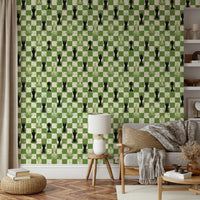 Chess pieces on green wallpaper art

