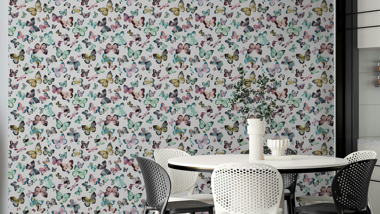 Green and pink wall design

