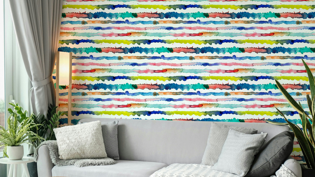 Bold color stripe wall mural

