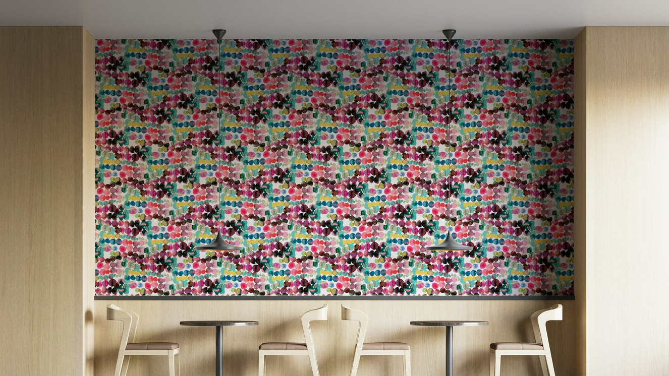 Multicolor ink dots wall mural

