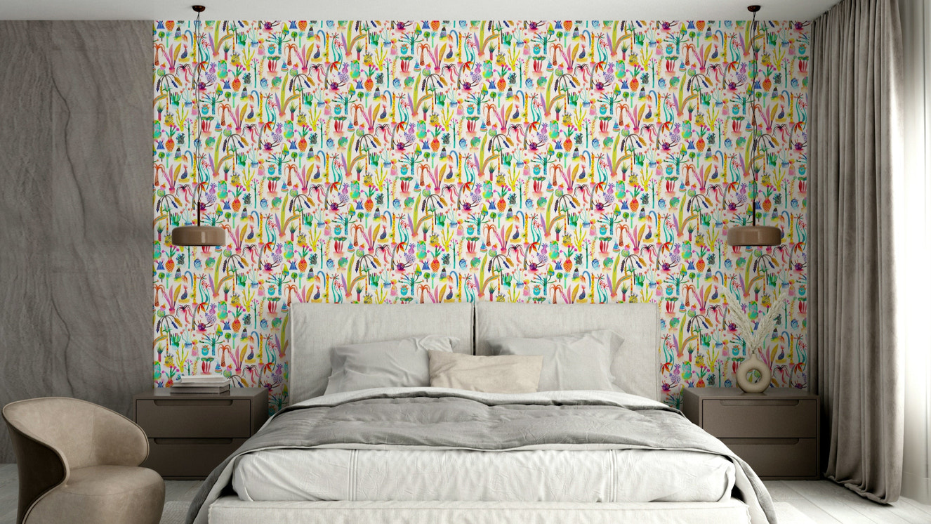 Watercolor plant wallpaper design

