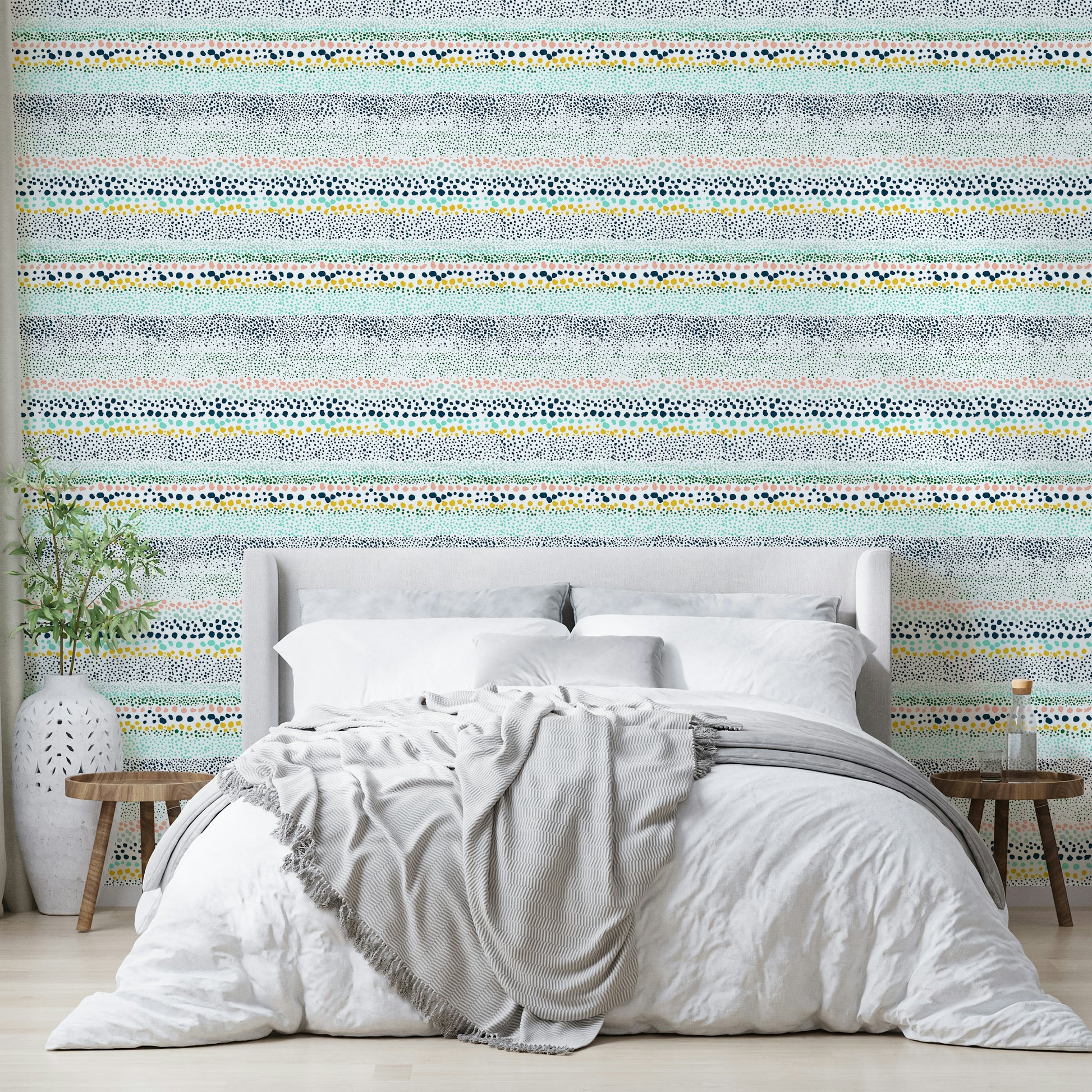 Hand-painted dot pattern wallpaper

