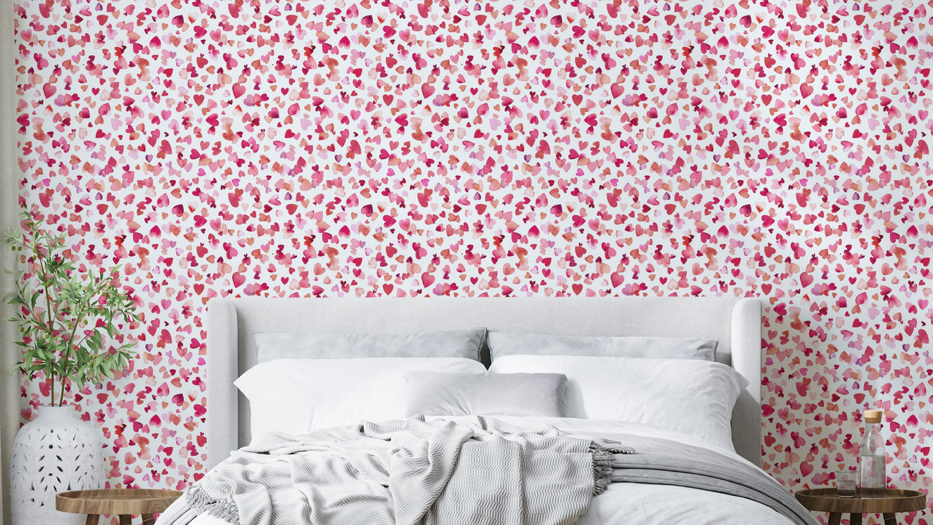 Pink red love hearts wallpaper

