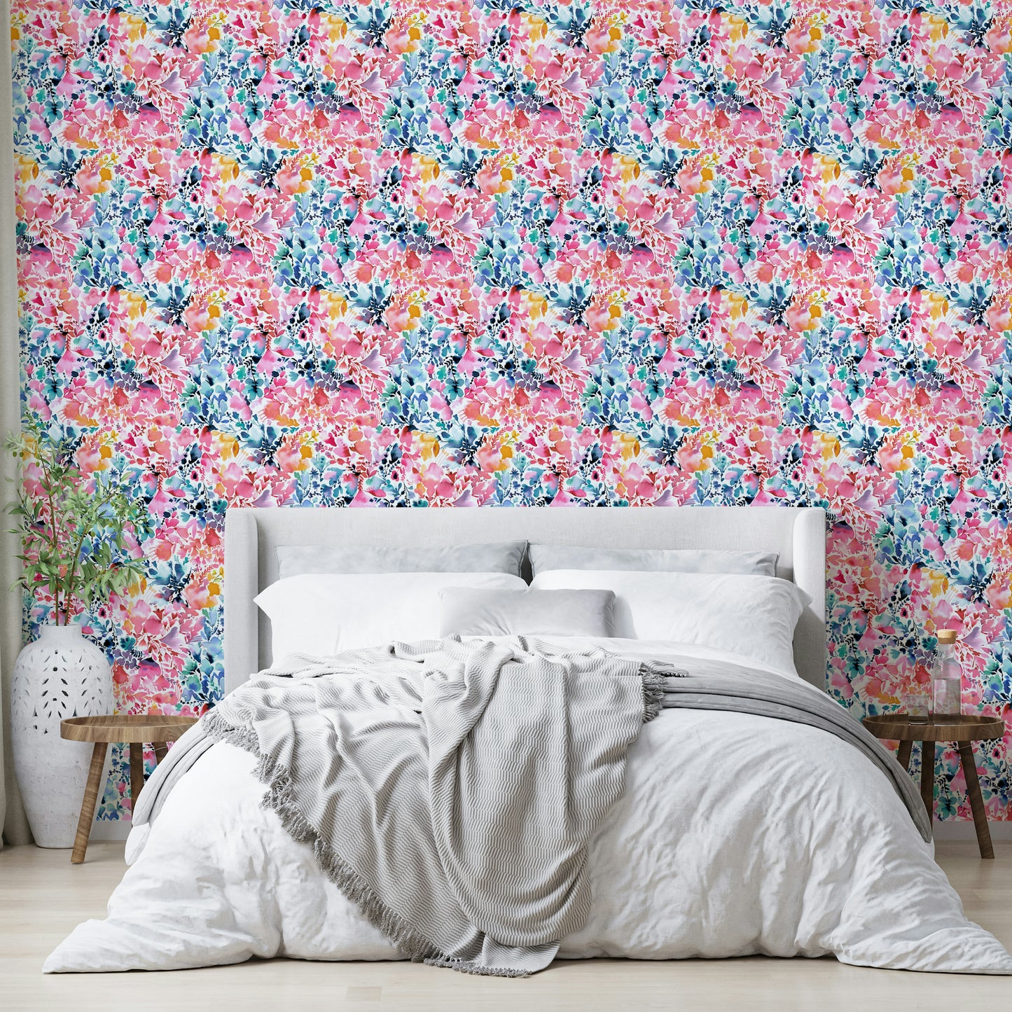 Watercolor flowers wall mural

