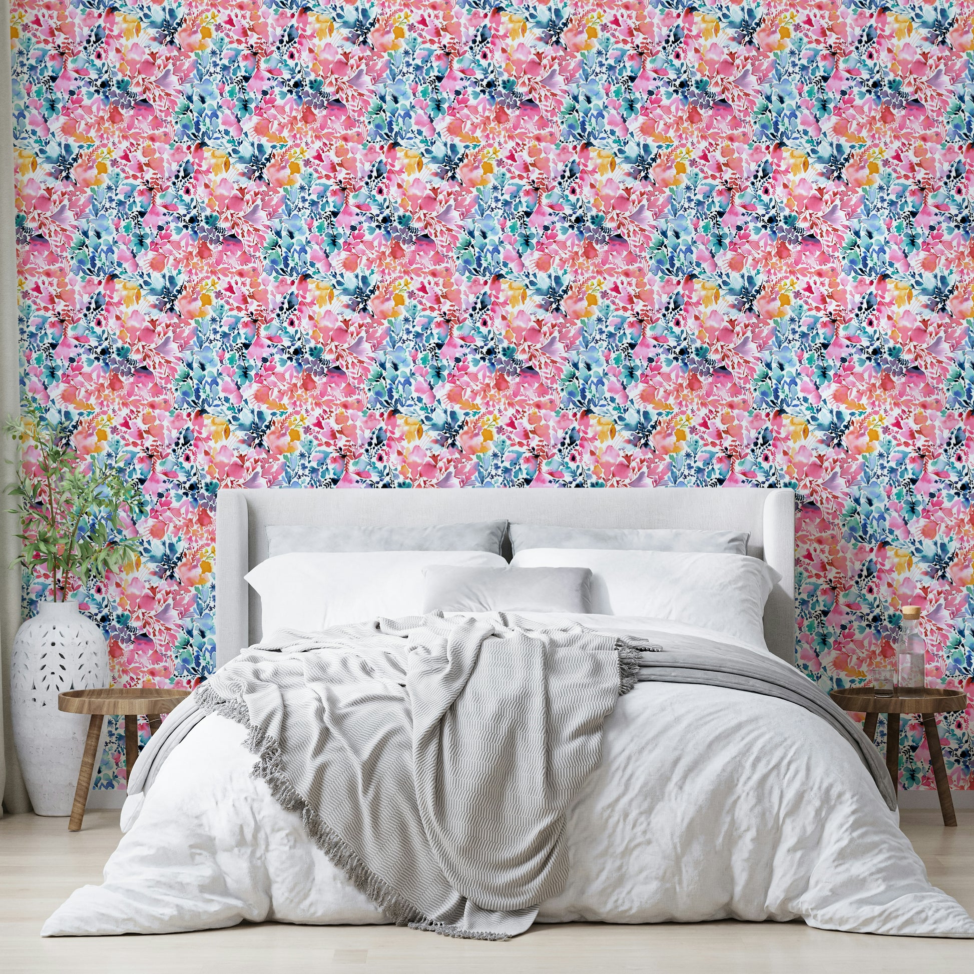 Watercolor flowers wall mural

