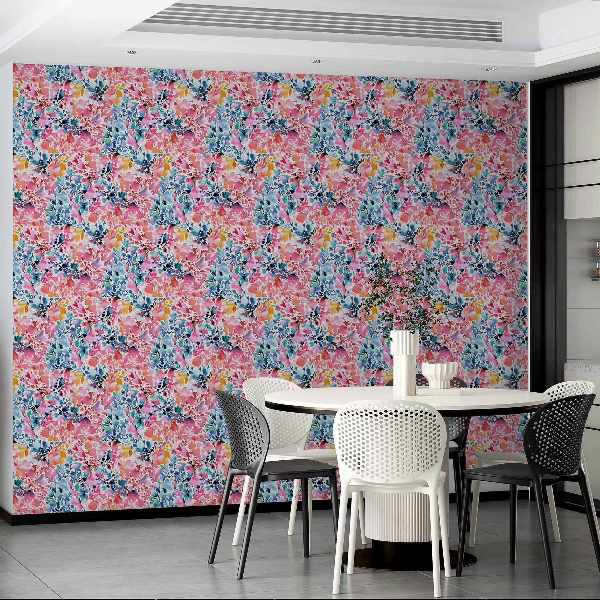 Vibrant floral mural design


