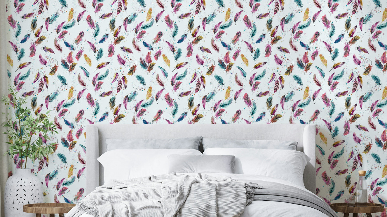 Vivid color feather wallpaper

