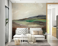 Artistic landscape mural of tranquil hills

