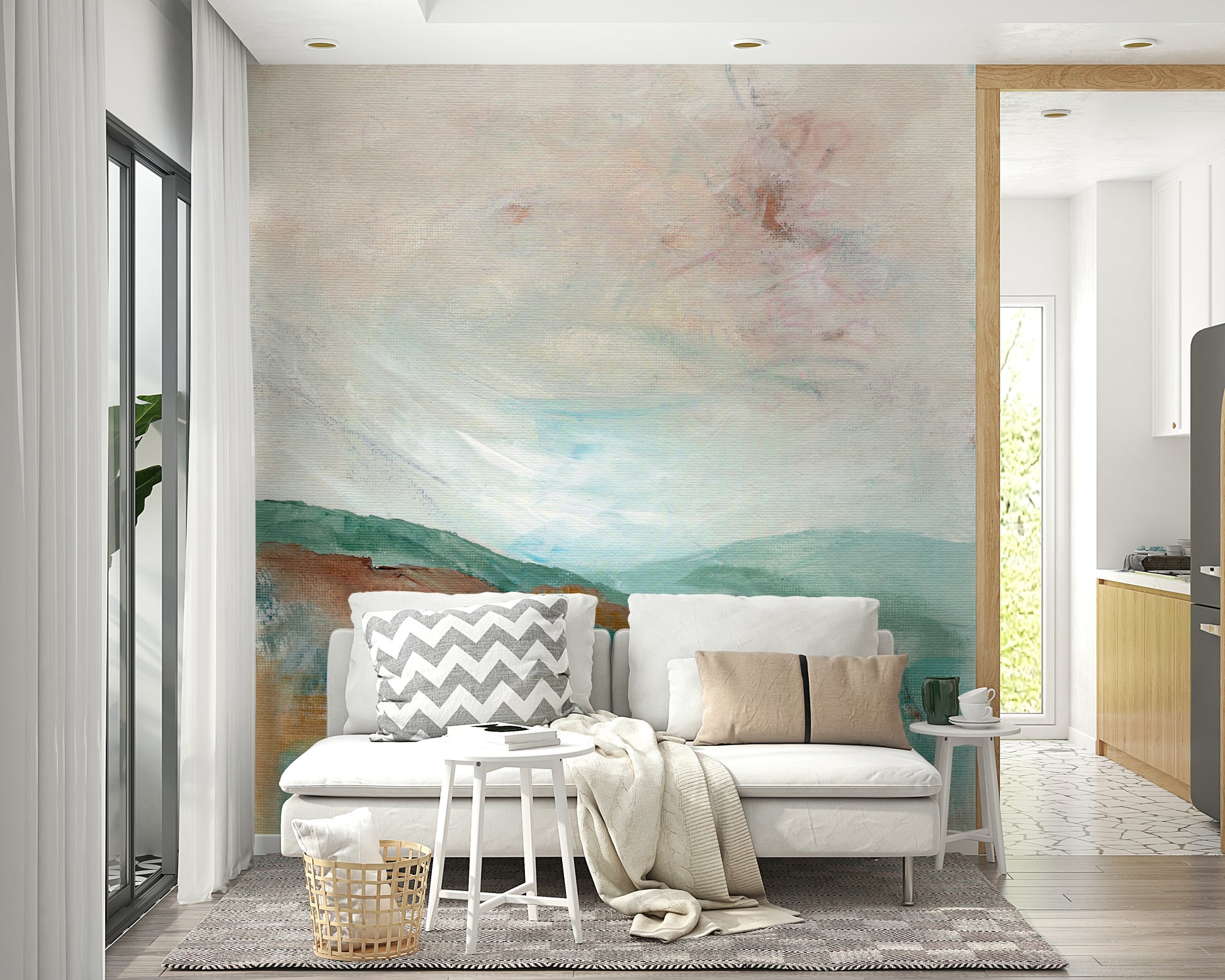 Wall mural of fading mountain layers in mist

