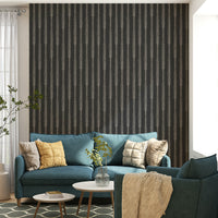 Nocturne striped wallpaper in dark elegant tones

