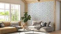 Tranquil blue floral wallpaper for modern interiors

