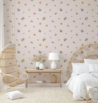 Delicate wildflower wallpaper in muted shades

