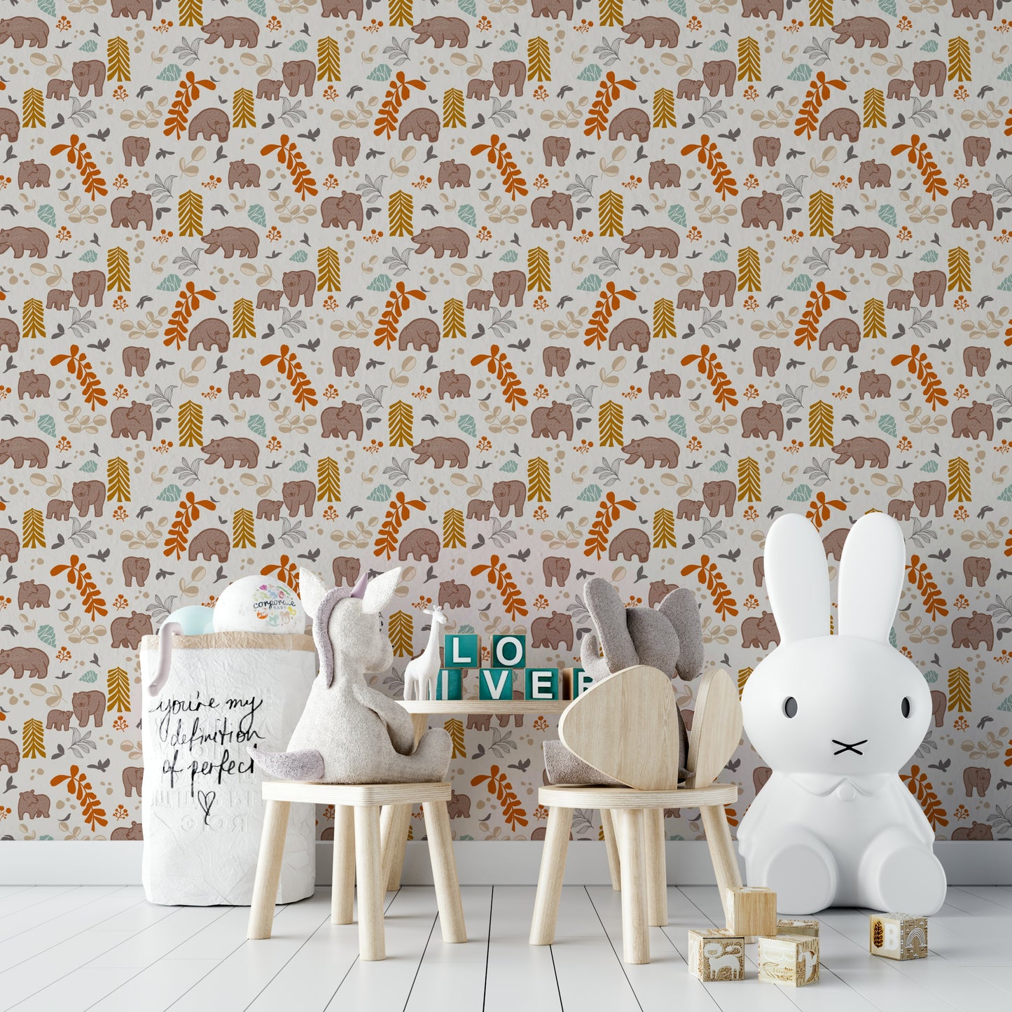 Cute woodland animals wallpaper for kids’ room decor

