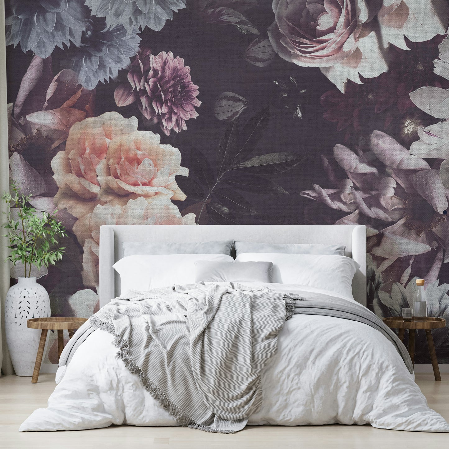 Romantic blooms wallpaper design

