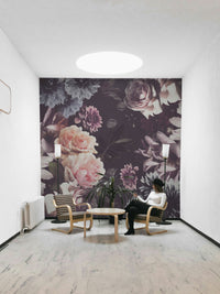 Soft pink and cream flower mural

