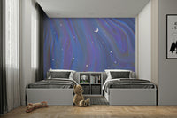 Deep blue wall mural with stars

