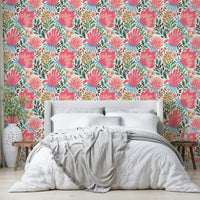 Bold botanical wallpaper bursting with florals

