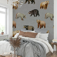 Peaceful forest mural with wildlife

