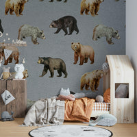 Forest animals in soft tones wallpaper

