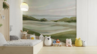 Green Whispering Hills Wall Mural with soft layers

