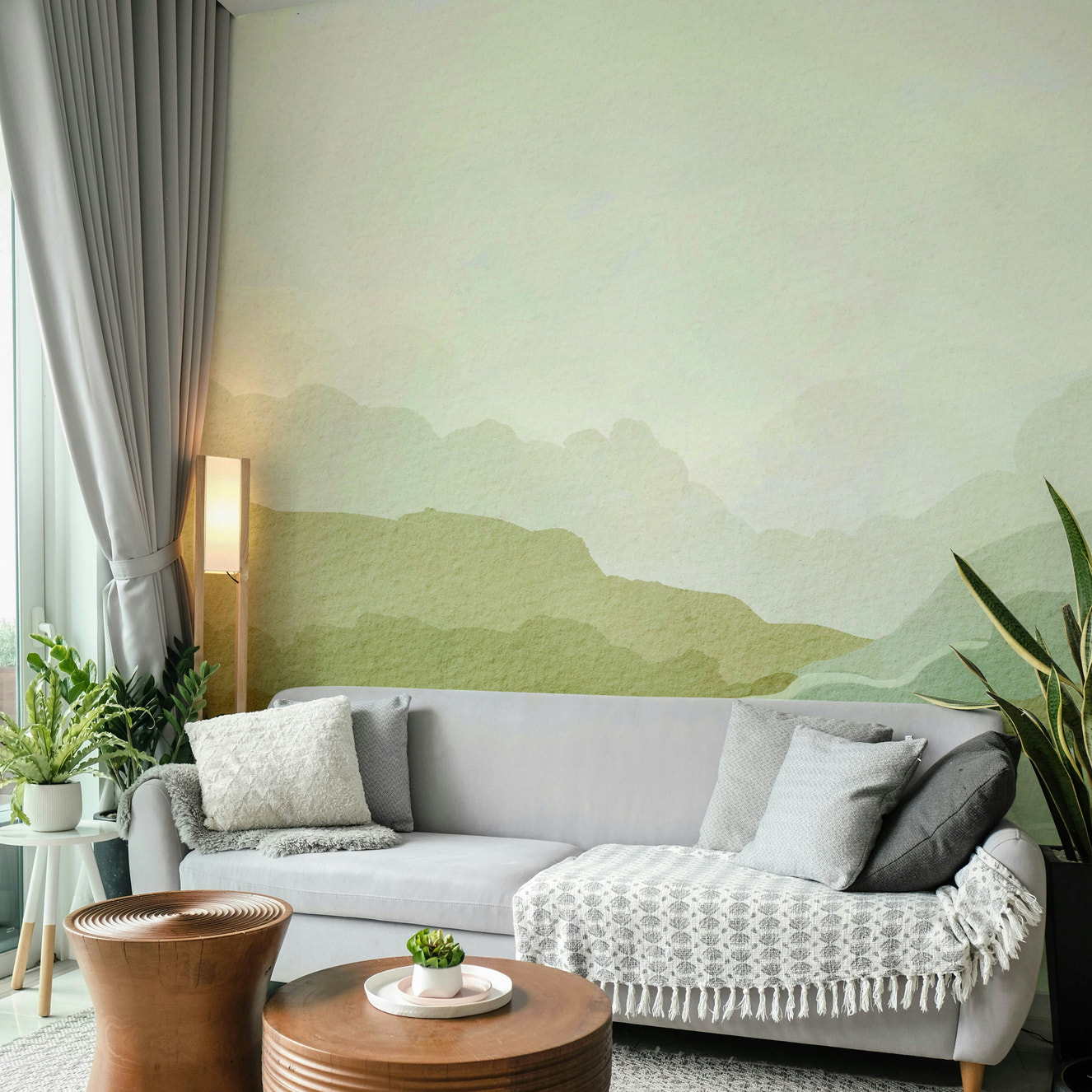 Misty Mountain Majesty Wall Mural with foggy peaks

