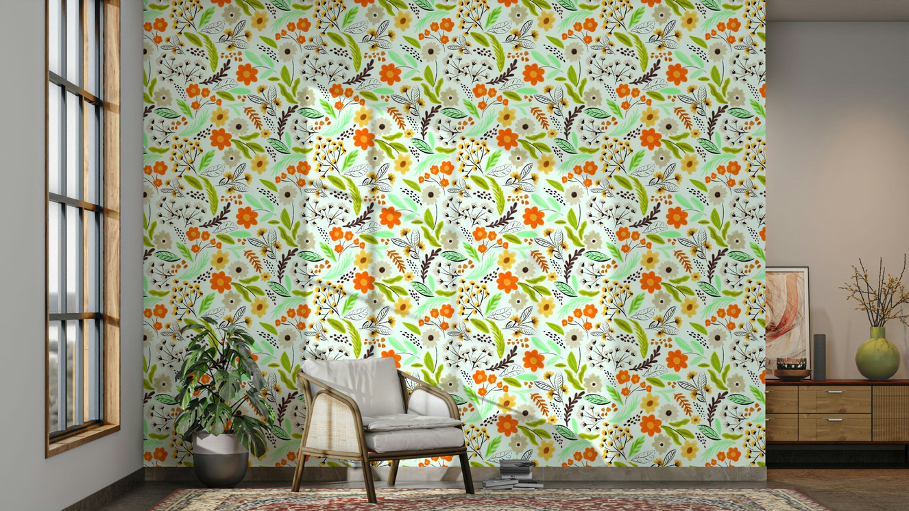 Vibrant bloom wallpaper with contemporary charm

