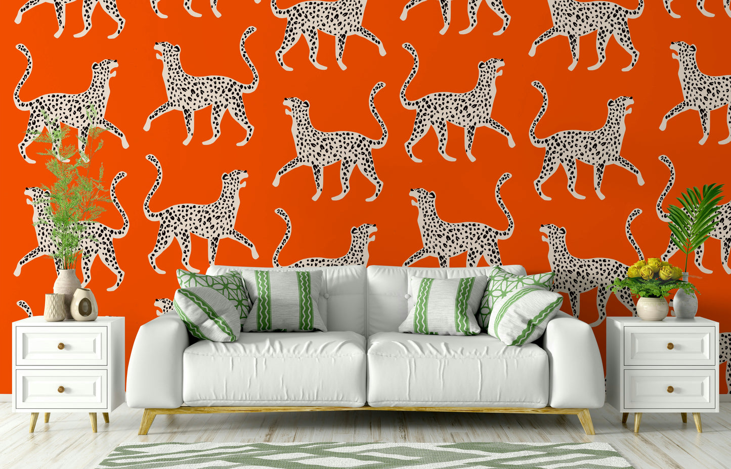 Bold wallpaper with cheetah figures

