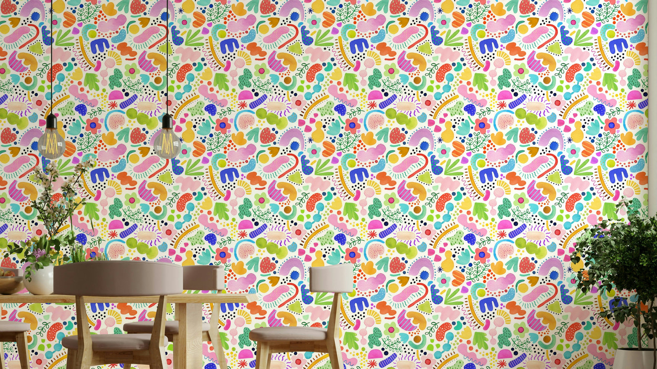 Colorful abstract wallpaper for living room walls

