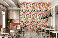 Playroom wallpaper with palms design

