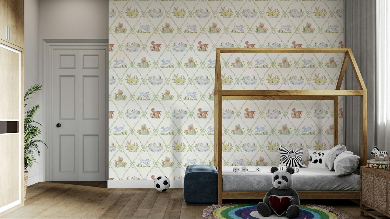 Nursery wallpaper with animals
