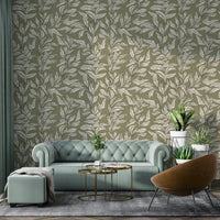 Gentle leaf wallpaper for bedrooms

