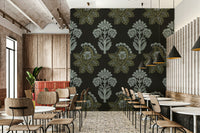 Moody botanical mural wallpaper

