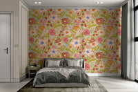 Hand-painted wildflower mural wallpaper

